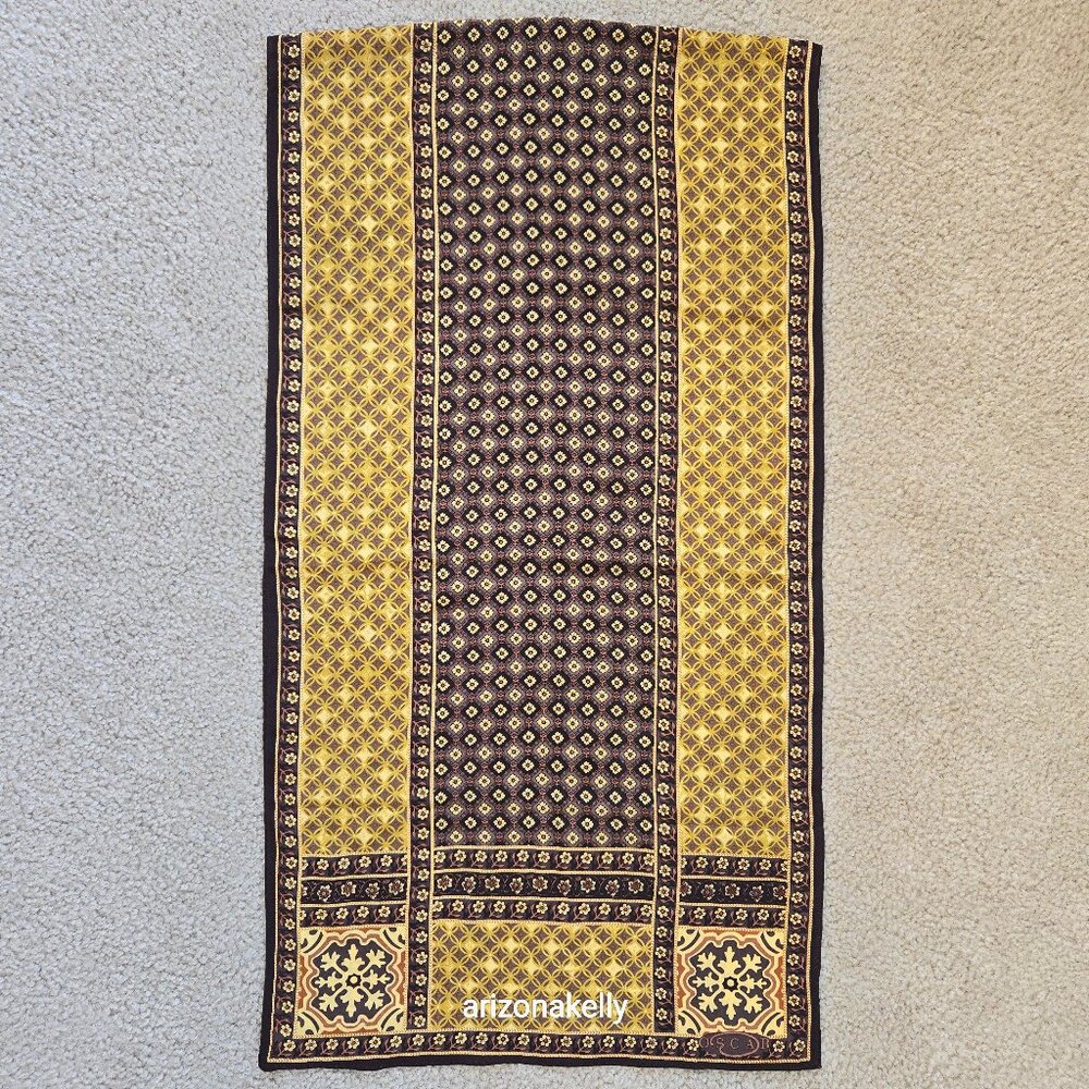 Unused Oscar de la Renta Silk Oblong Scarf Yellow Brown Flowers